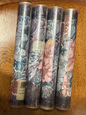 Vintage 10’ wallpaper boarder purple blue pink floral moody shabby chic vibes